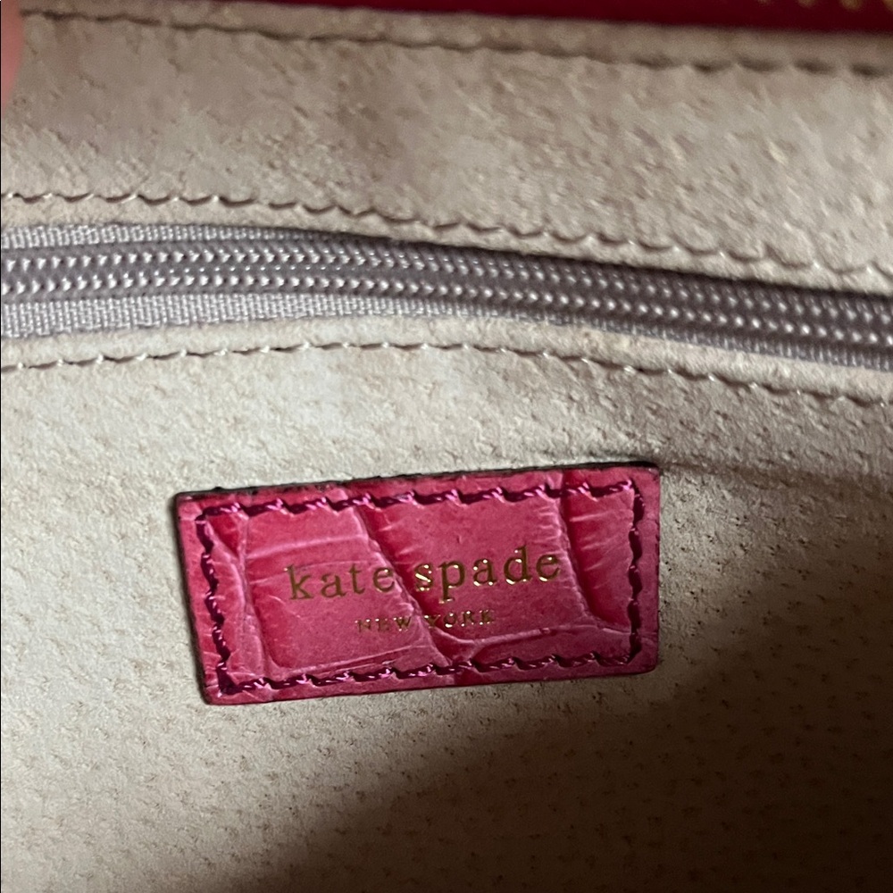 Kate Spade Pink Croc Embossed Clutch with Gold Ring - Picture 2 of 3